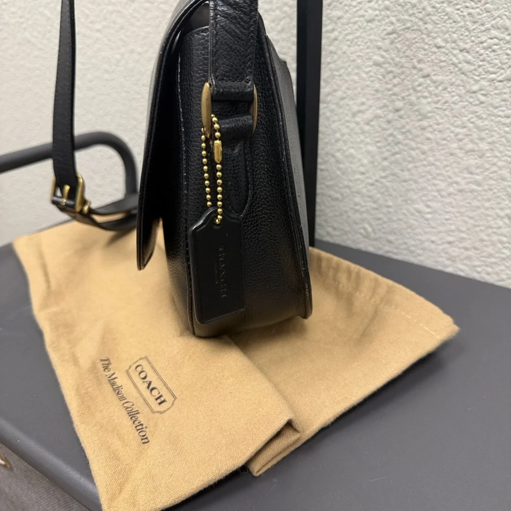 Coach Madison Carlyle Black Leather Crossbody Bag